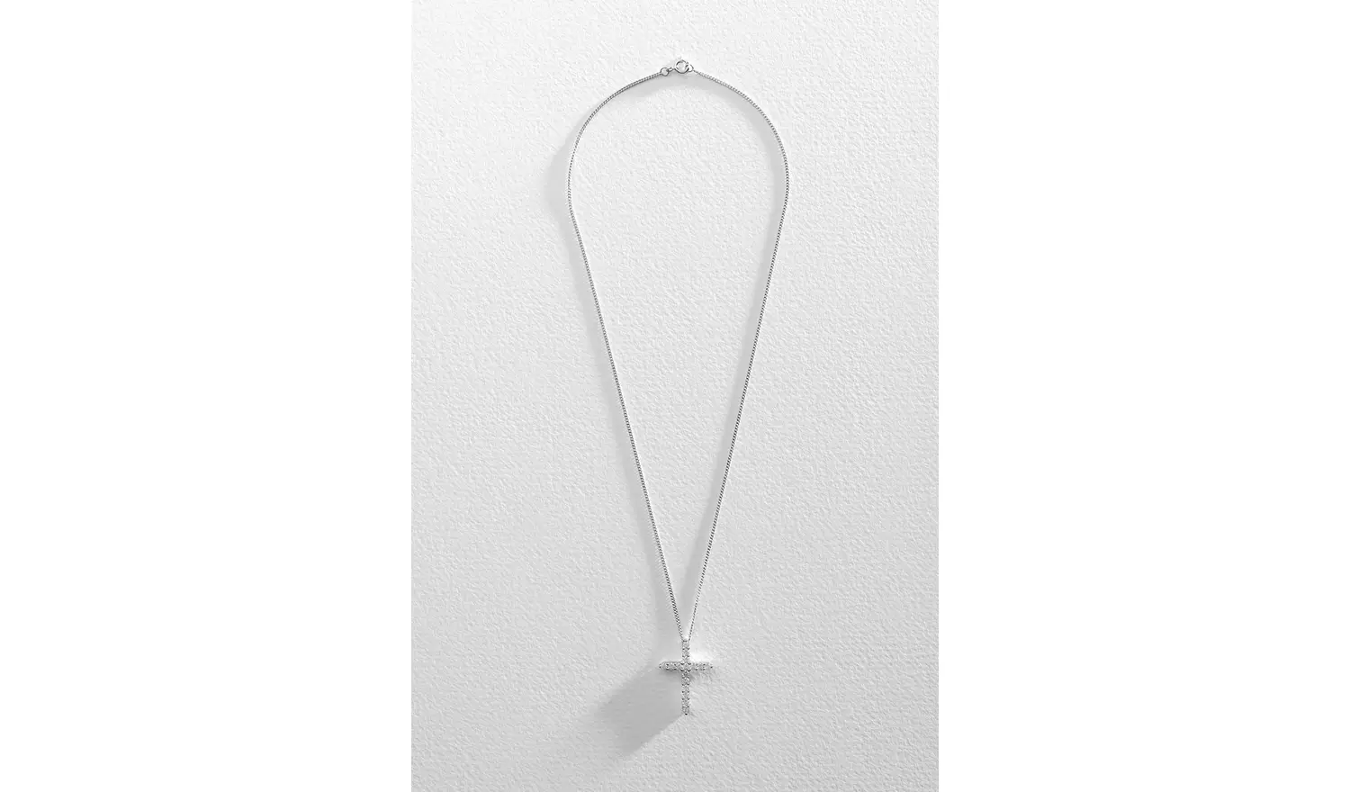 Revere Silver Cubic Zirconia Cross Pendant Necklace