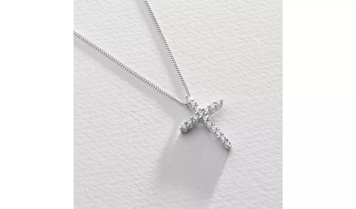 Revere Silver Cubic Zirconia Cross Pendant Necklace