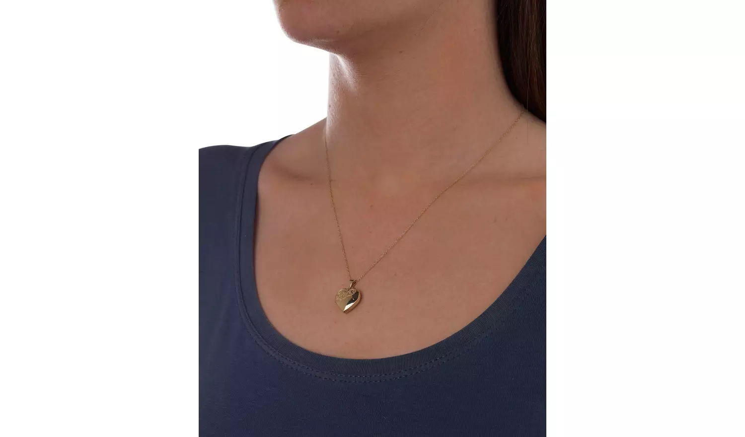 Moon & Back 9ct Gold Heart 2 Photo LocketPendant Necklace