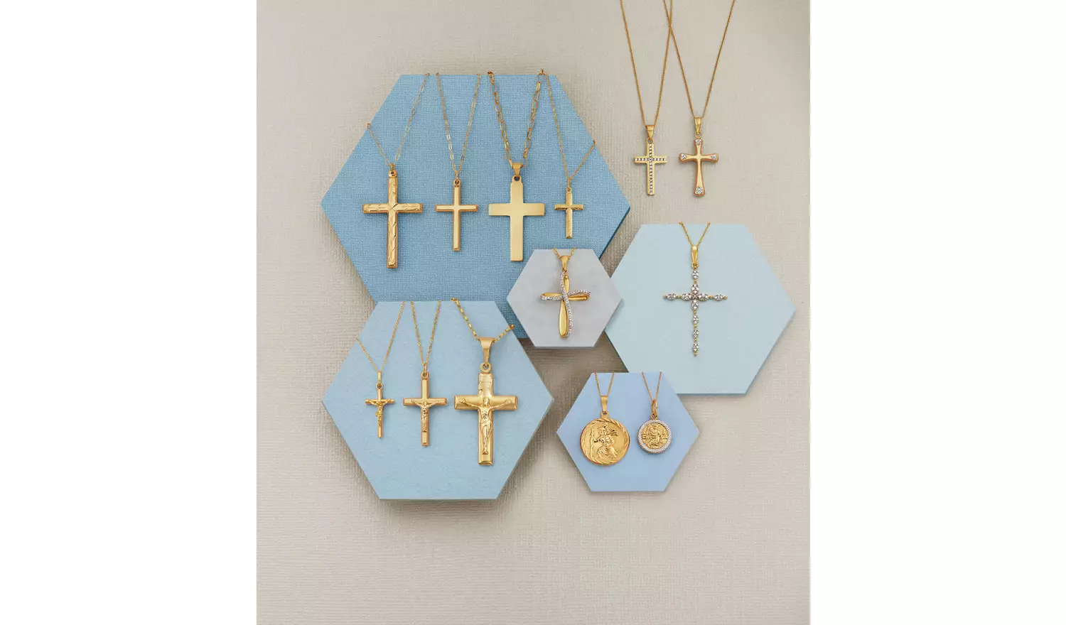 Revere 9ct Gold 0.15ct Diamond Cross Pendant Necklace