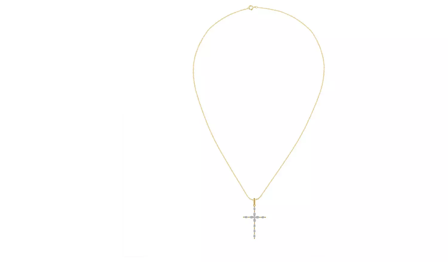 Revere 9ct Gold 0.15ct Diamond Cross Pendant Necklace