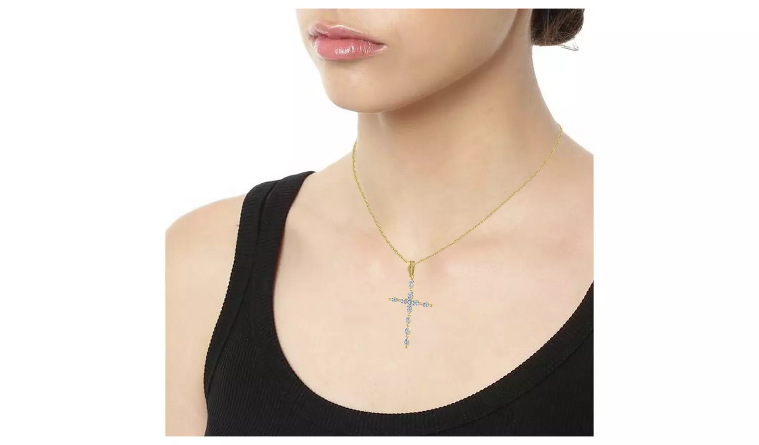 Revere 9ct Gold 0.15ct Diamond Cross Pendant Necklace