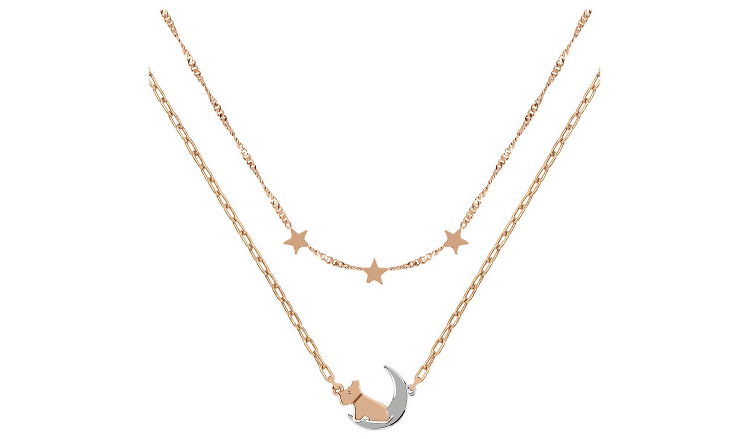 Radley 18ct Rose Gold Silver Plated Moon and Star Necklace