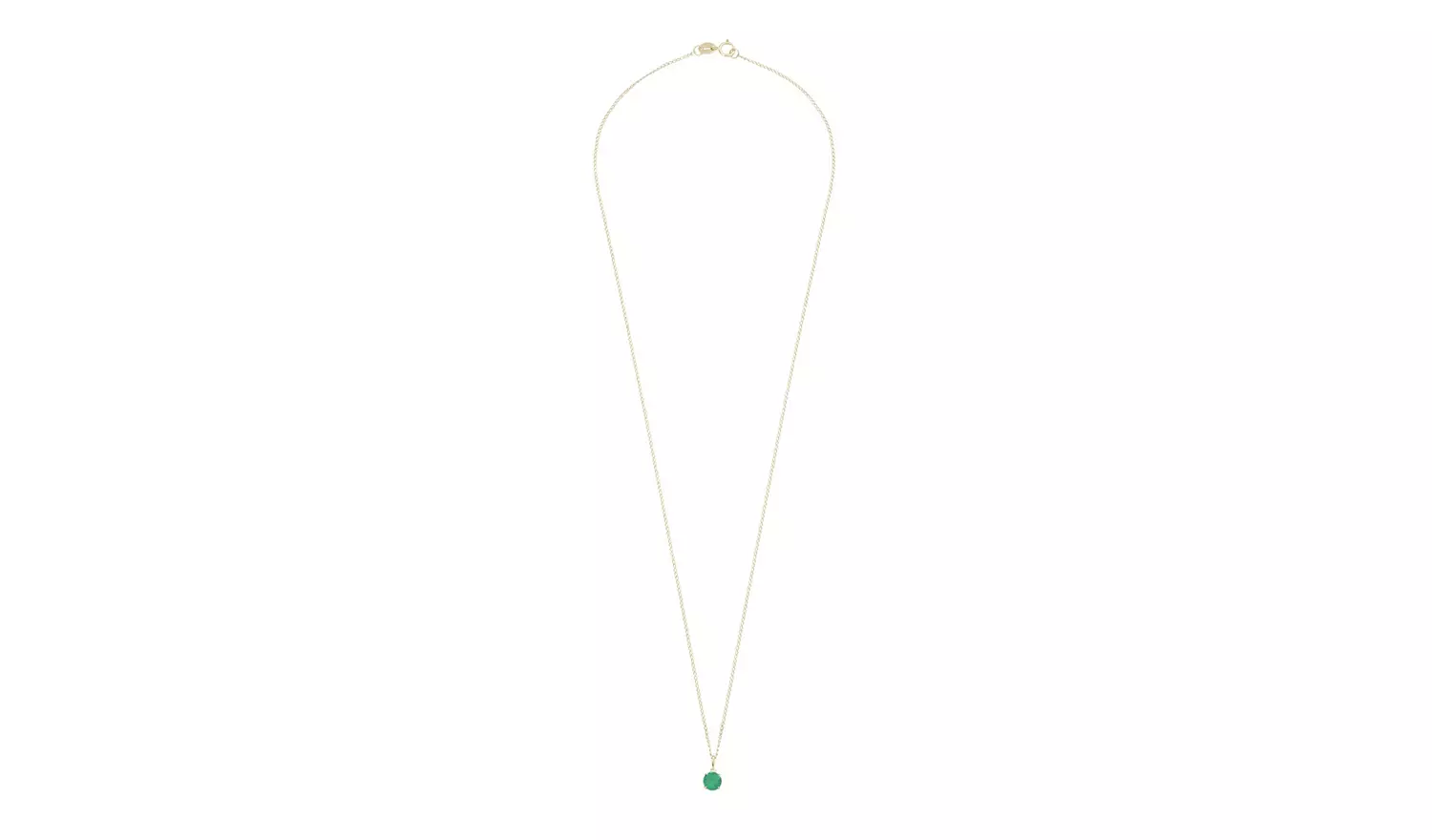 Revere 9ct Gold Created Emerald Solitaire Pendant Necklace