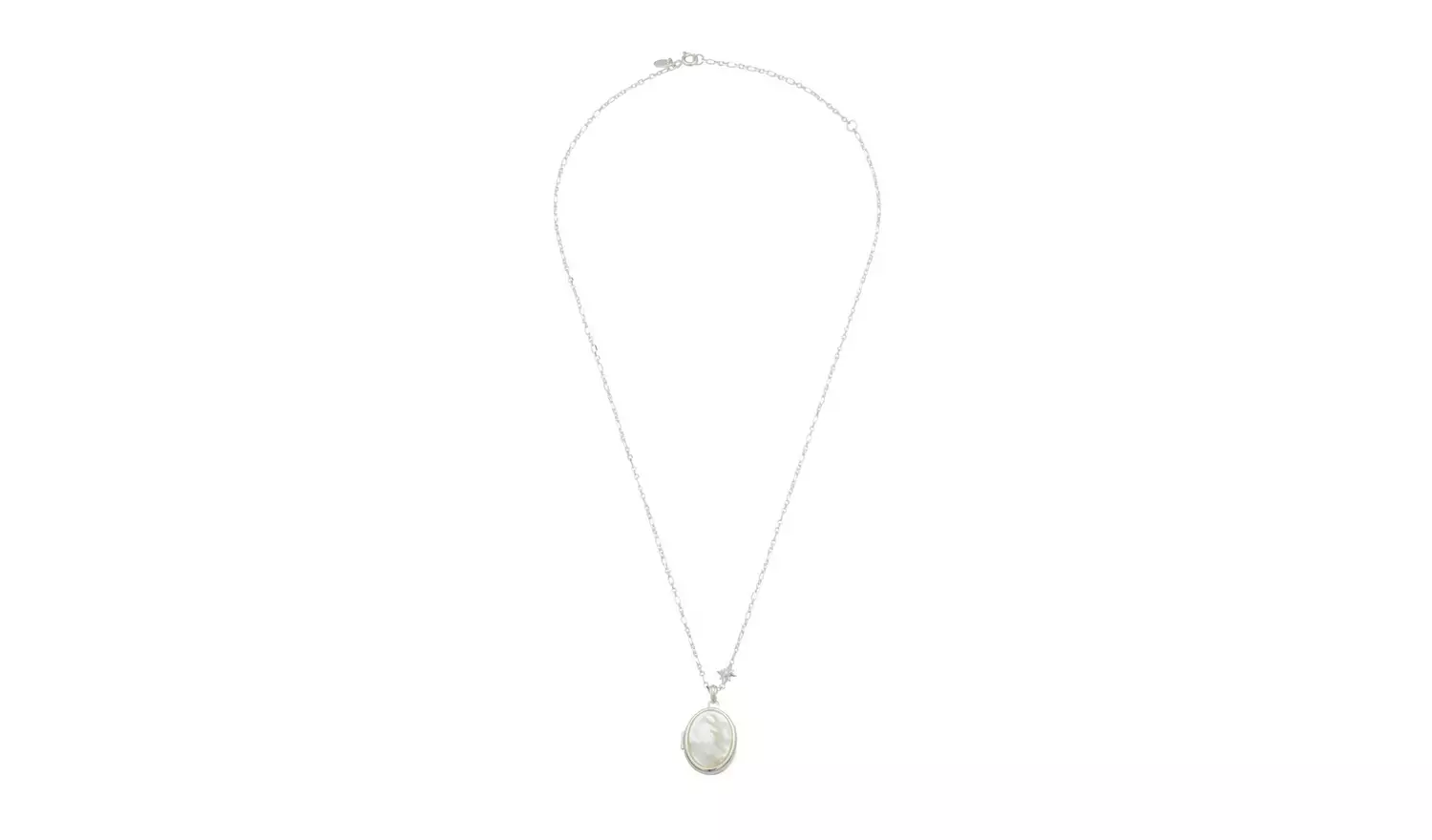 Moon and Back Sterling Silver Mother of Pearl Necklace