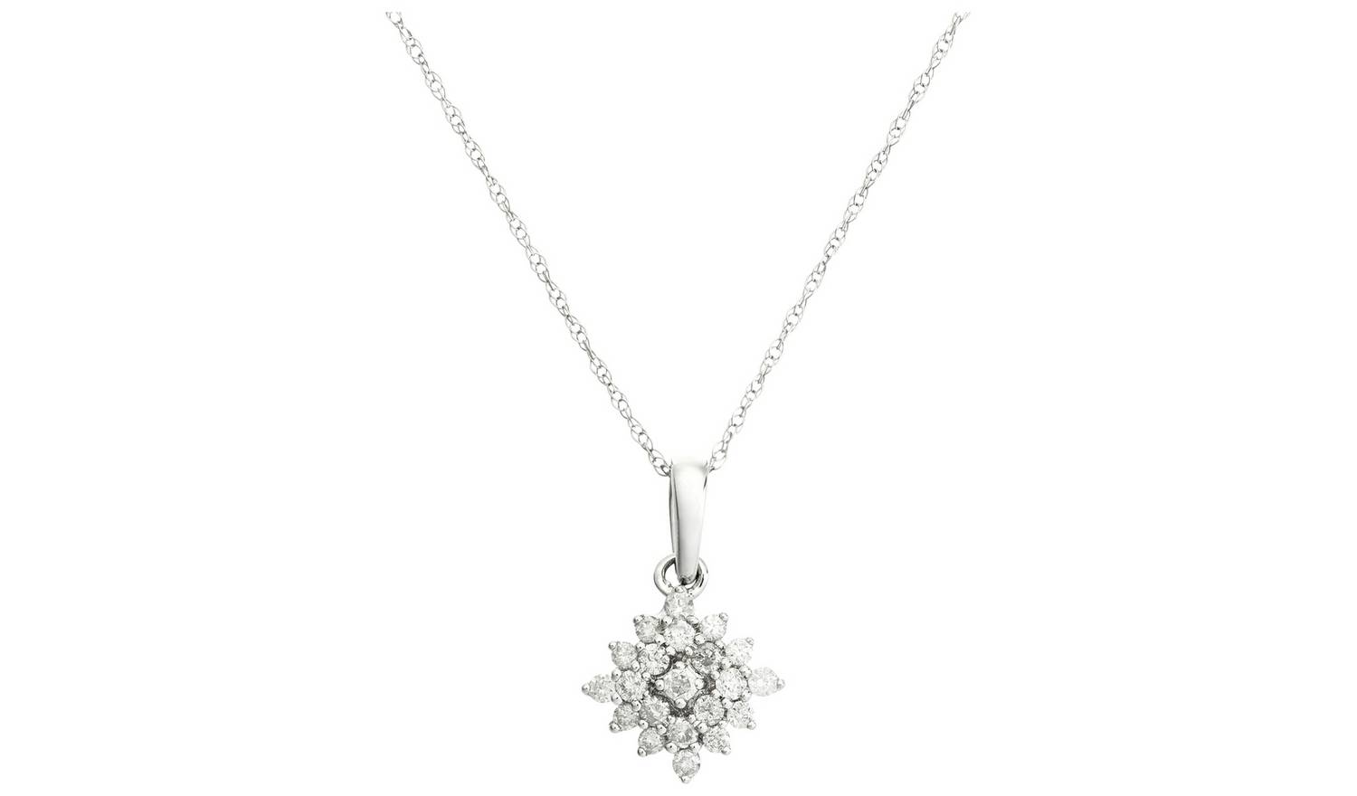 Revere 9ct White Gold 0.25ct Diamond Pendant Necklace