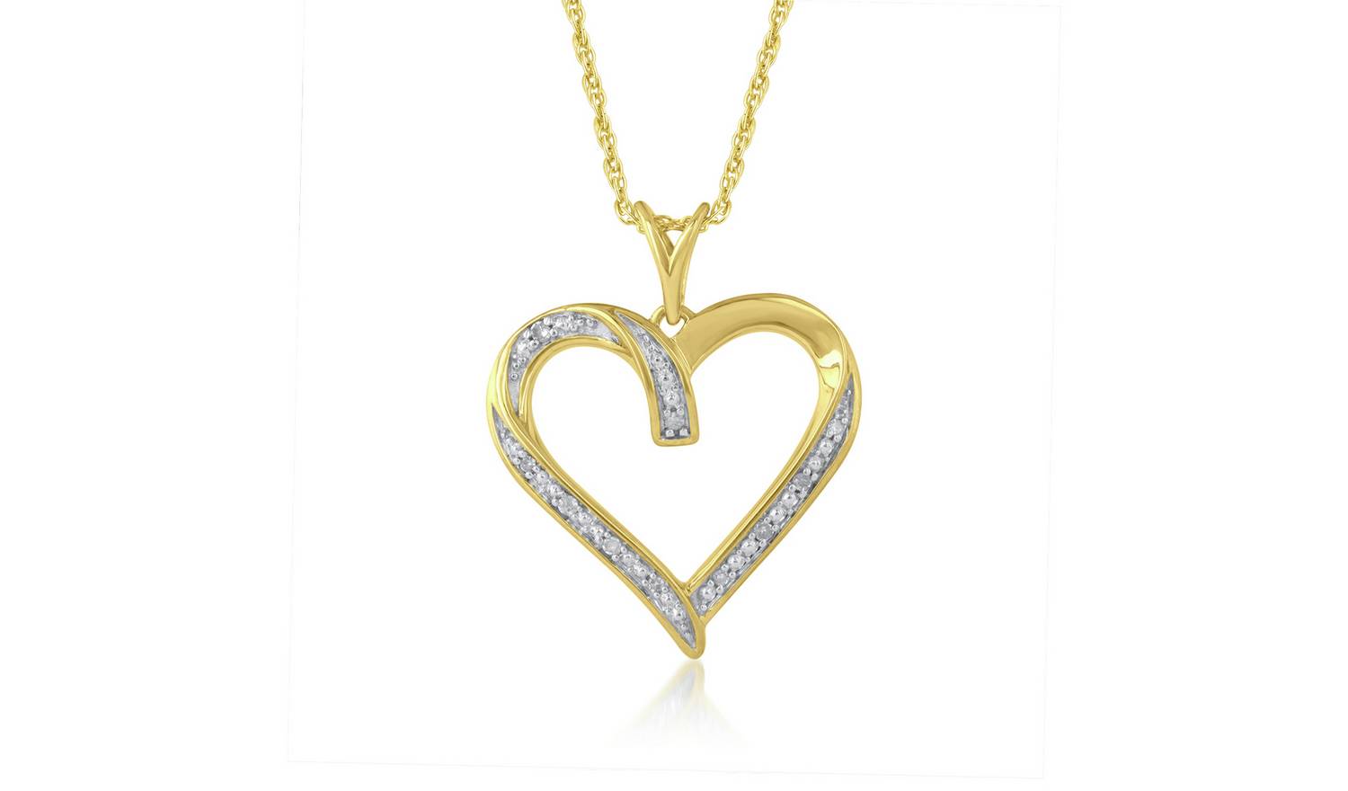 Revere 9ct Gold Plated Diamond HeartPendant Necklace