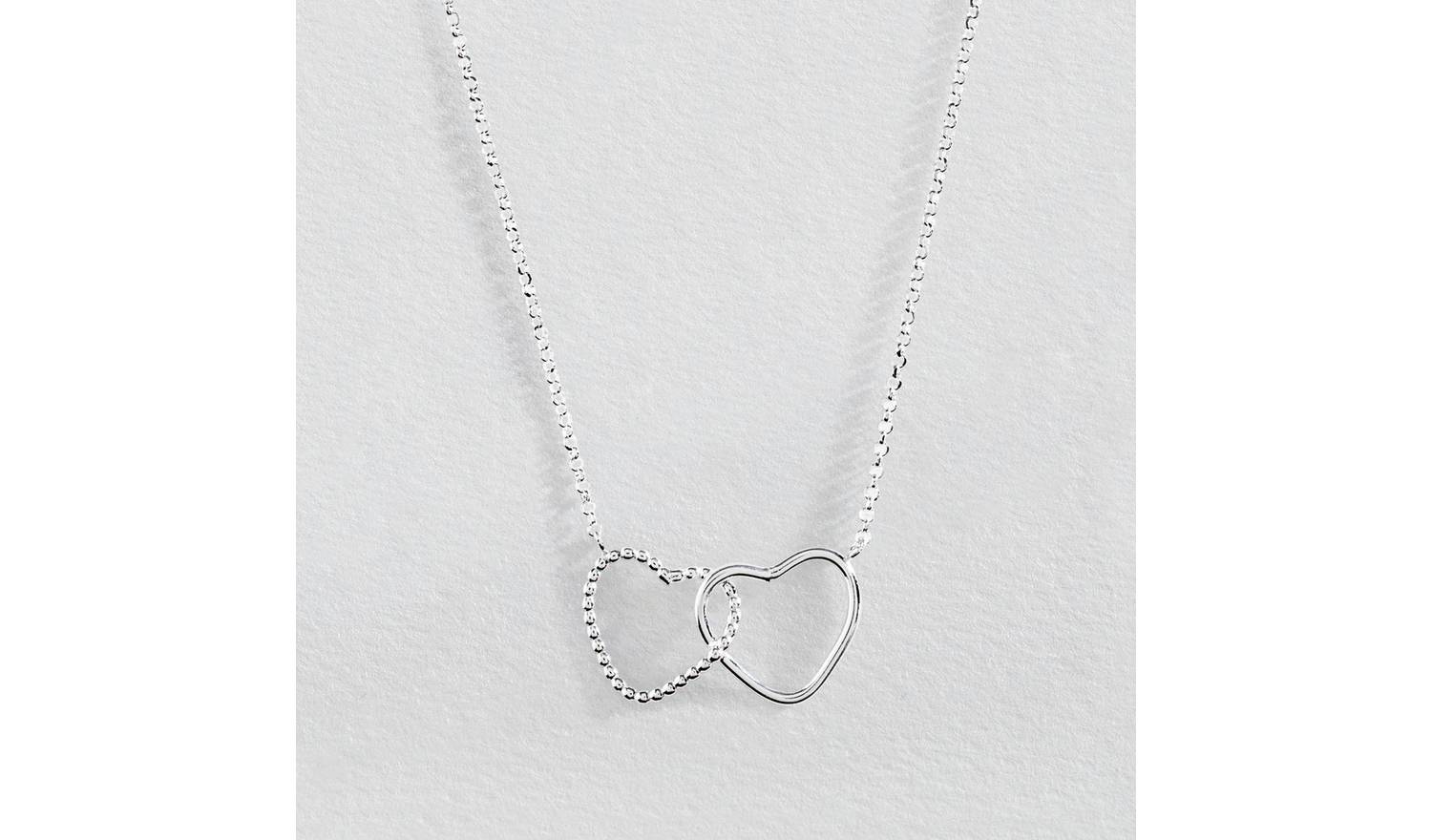 Revere Sterling Silver Double Heart Belcher Chain Necklace