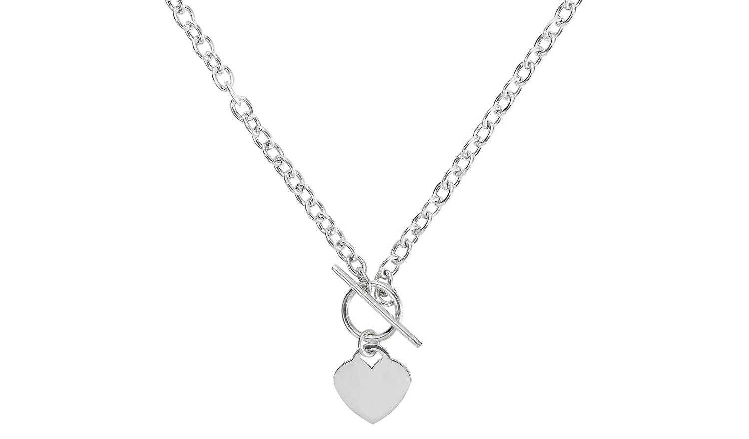 Revere Sterling Silver Heart T-Bar Necklace