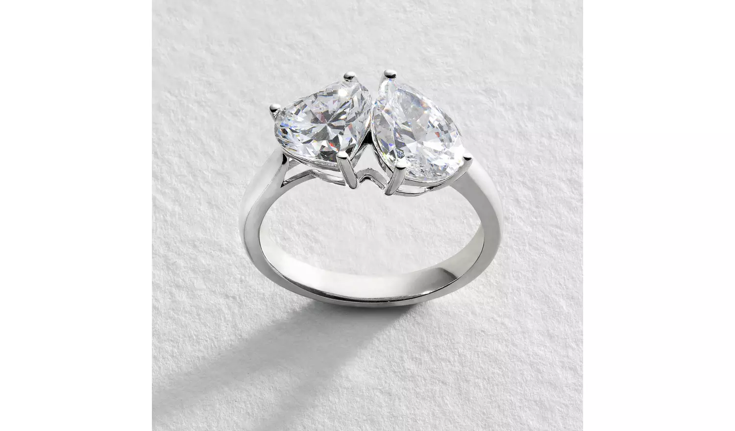 Revere Sterling Silver Cubic Zirconia Heart Ring - L