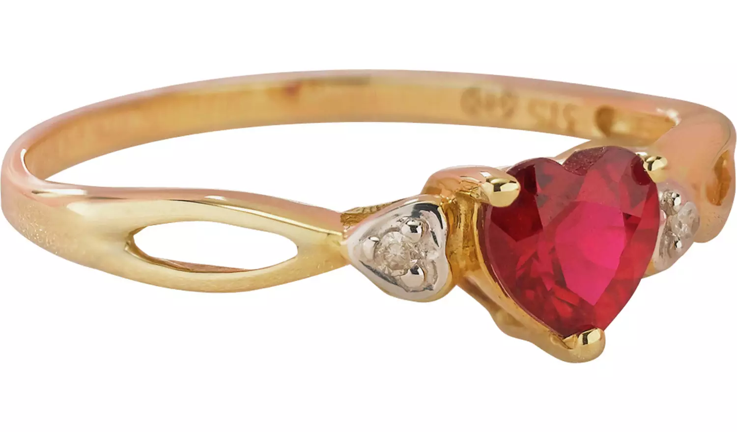 Revere 9ct Gold Ruby and Diamond Accent Heart Ring - S