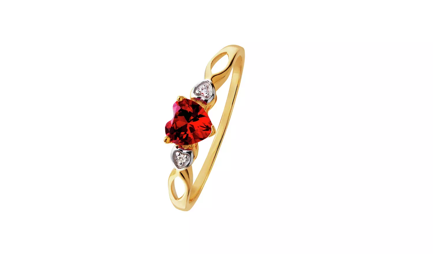 Revere 9ct Gold Ruby and Diamond Accent Heart Ring - N