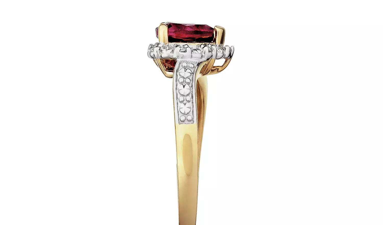 Revere 9ct Gold 0.02ct Diamond and Ruby Accent Heart Ring K