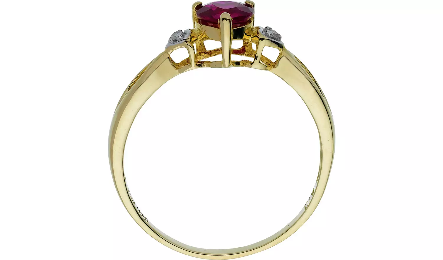 Revere 9ct Gold Ruby and Diamond Accent Heart Ring - R