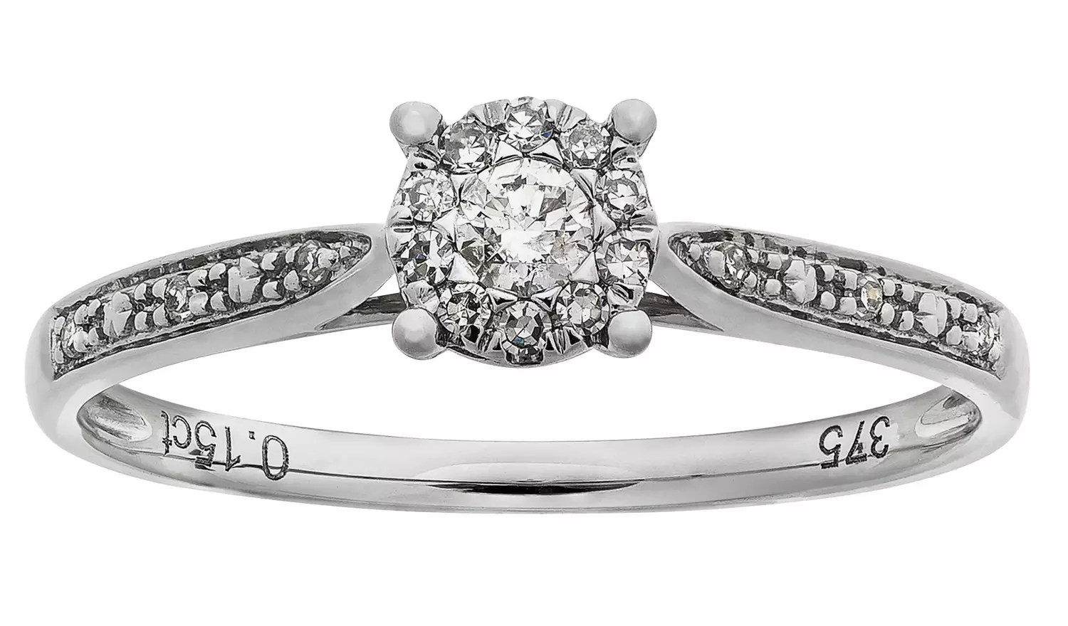 Revere 9ct White Gold 0.15ct Diamond Engagement Ring - H