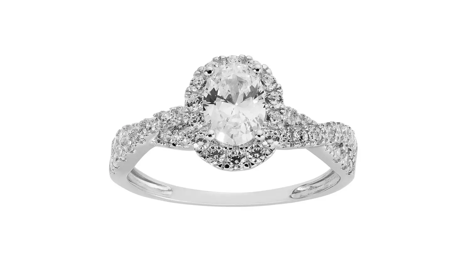 Revere 9ct White Gold Cubic Zirconia Engagement Ring -S