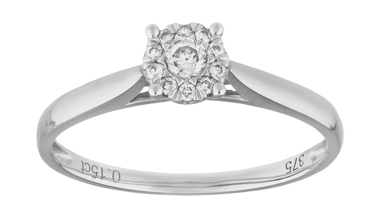 Revere 9ct White Gold 0.15ct Diamond Engagement Ring - V