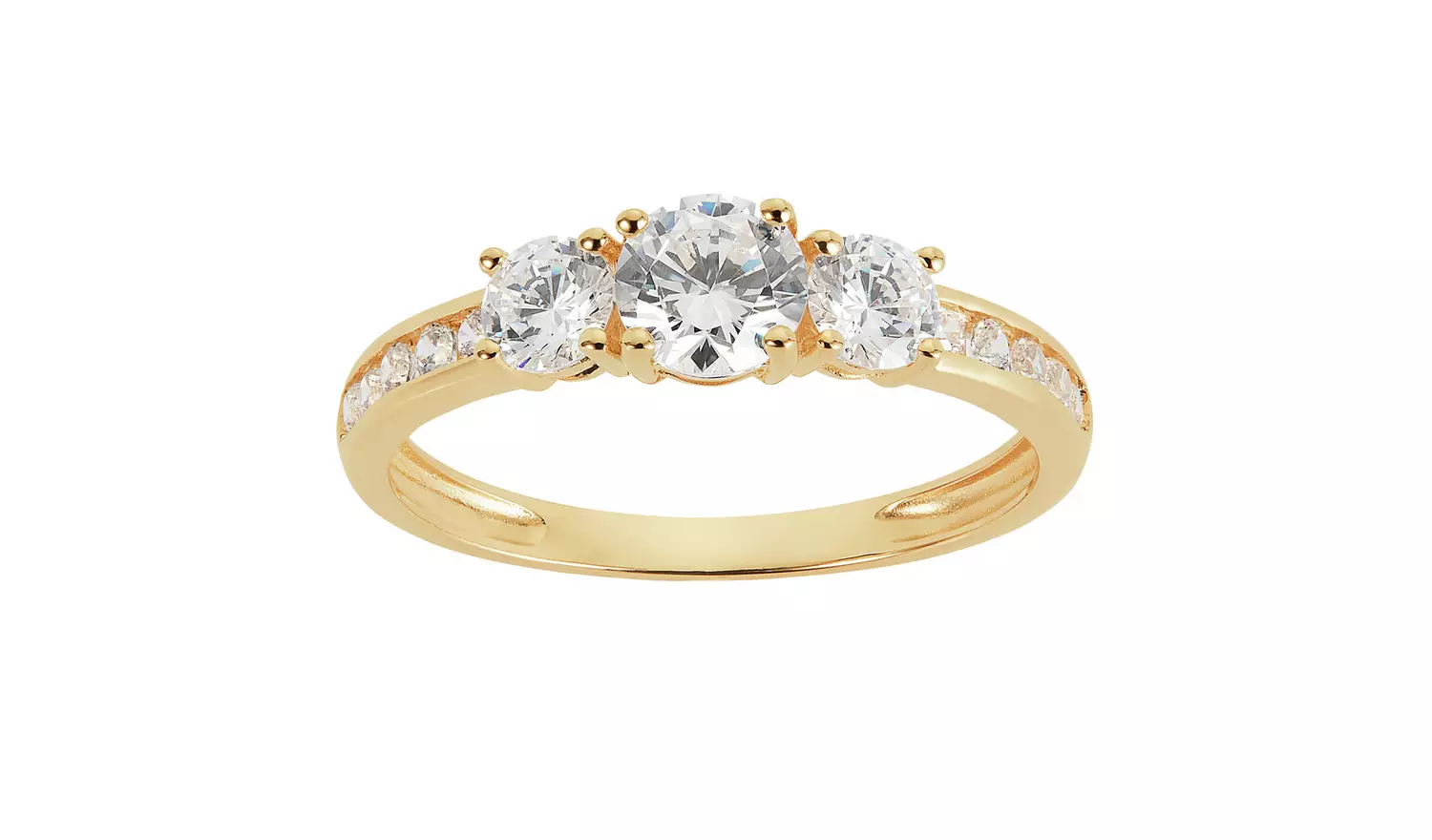Revere 9ct Gold Cubic Zirconia Shoulder Engagement Ring - V
