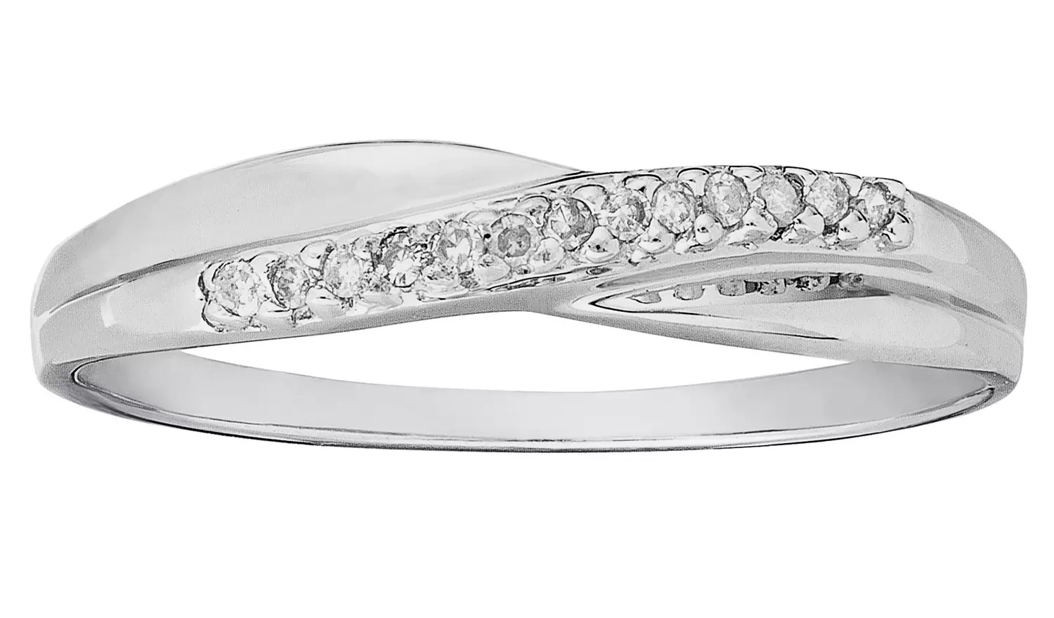 Revere 9ct White Gold 0.05ct Diamond Accent Eternity Ring- M