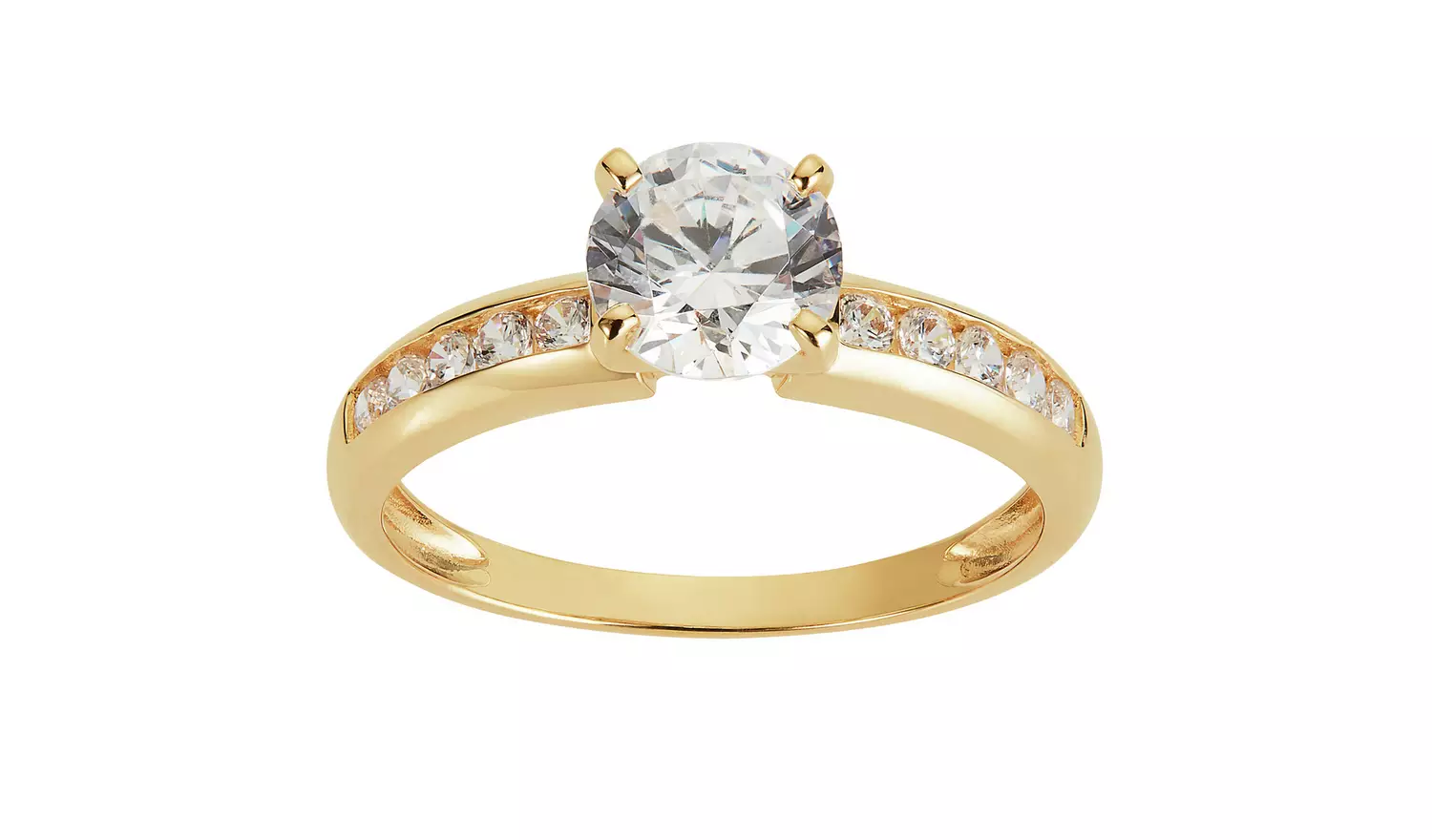 Revere 9ct Gold Cubic Zirconia Shoulder Engagement Ring - T