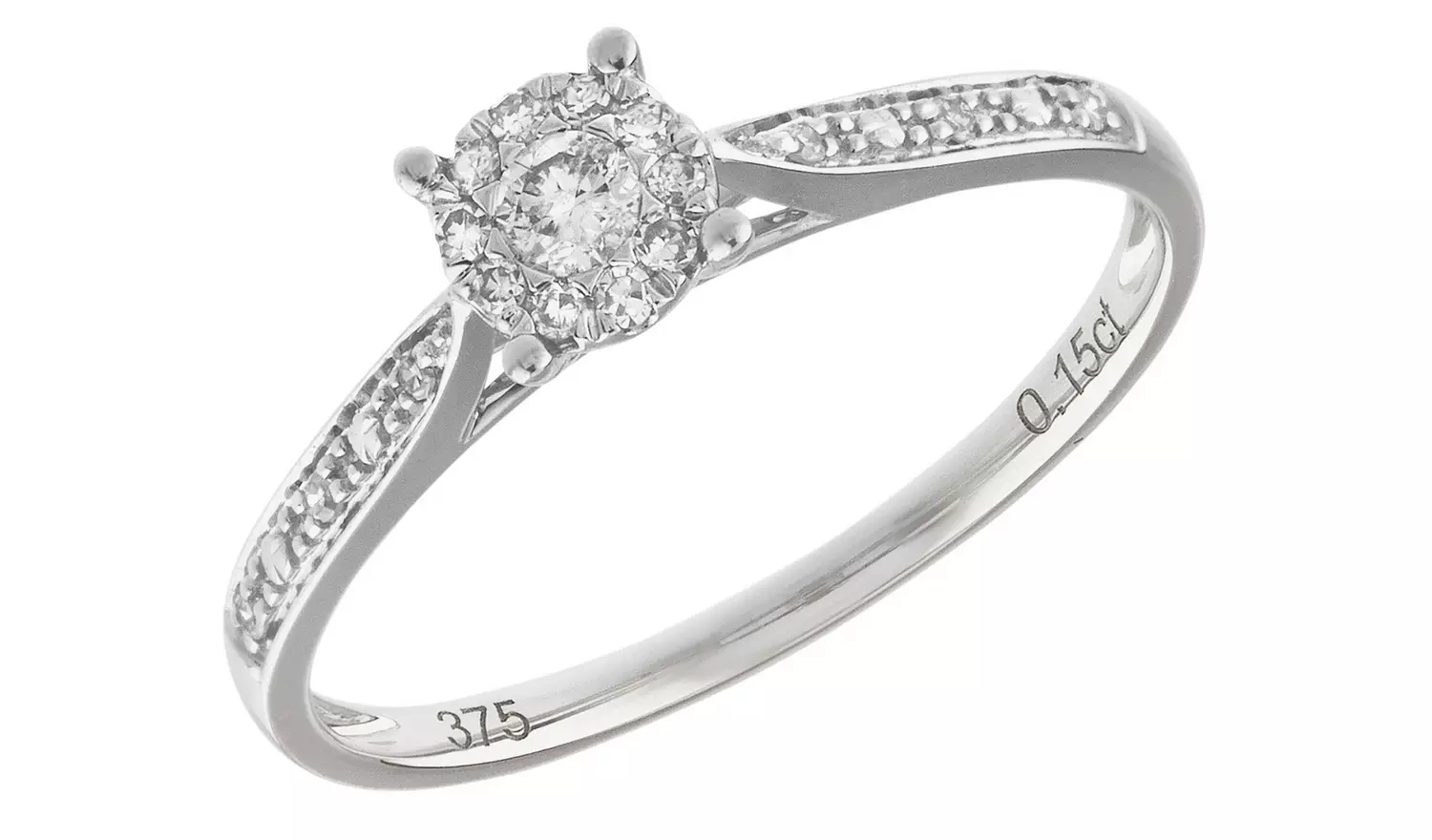 Revere 9ct White Gold 0.15ct Diamond Engagement Ring - R