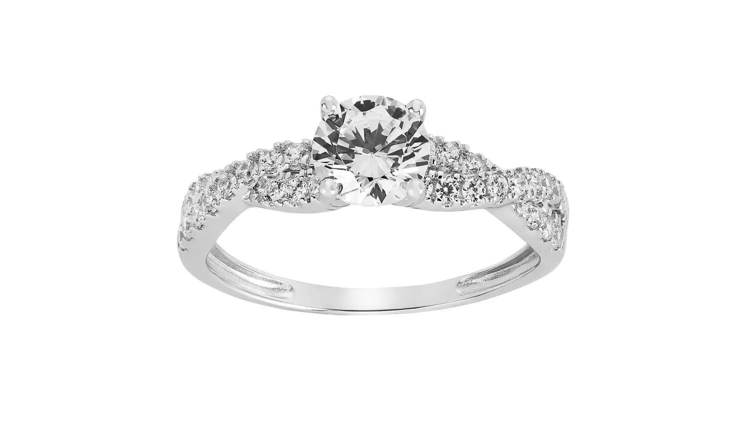 Revere 9ct White Gold Cubic Zirconia Engagement Ring - L