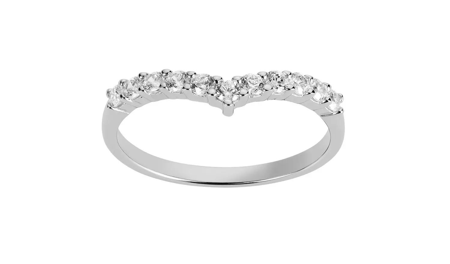 Revere Sterling Silver Cubic Zirconia Wishbone Ring - L