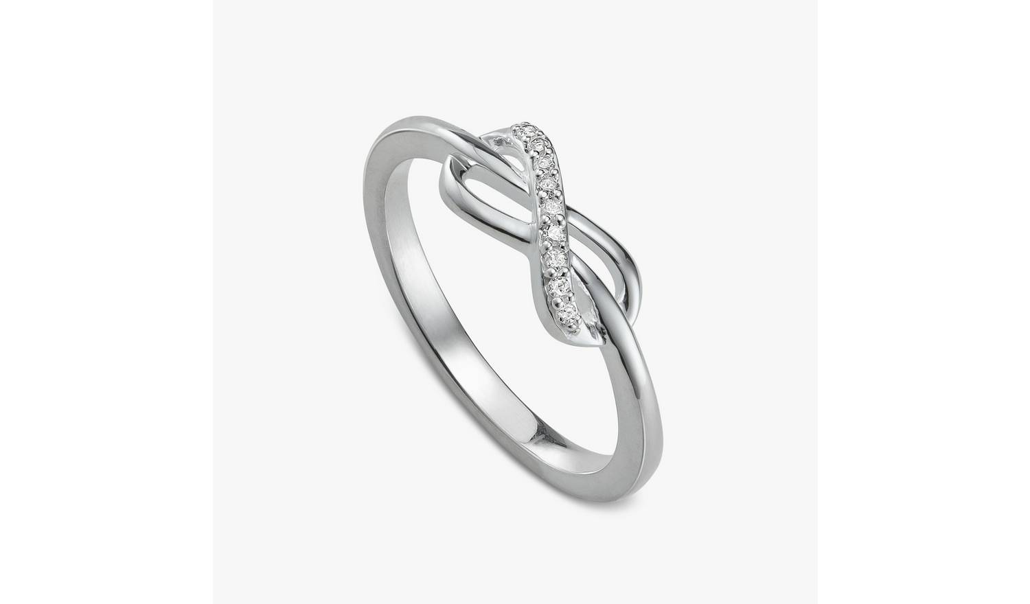 Revere Sterling Silver Diamond Studded Infinity Ring - Small