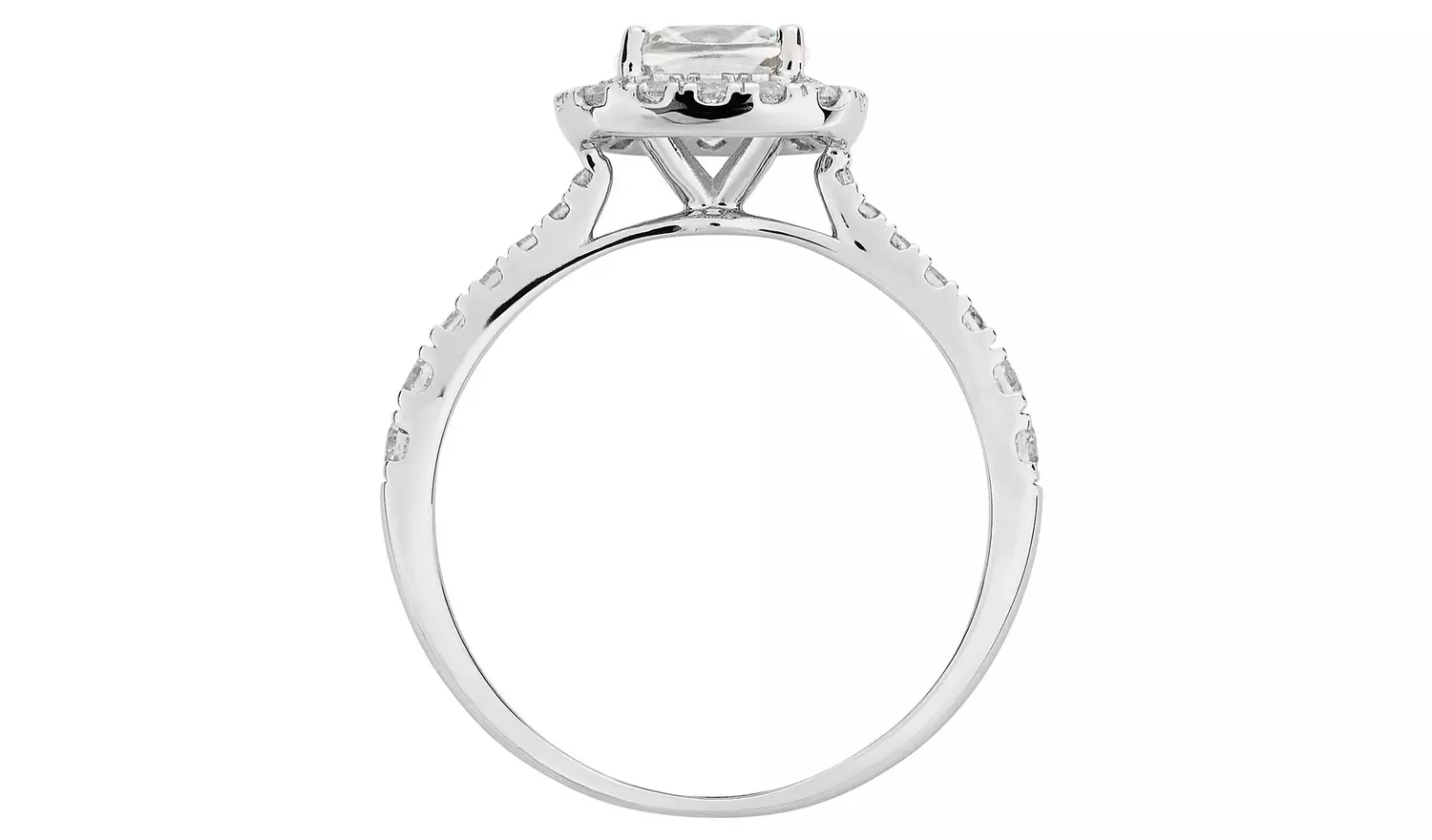 Revere 9ct White Gold Cubic Zirconia Halo Engagement RingI