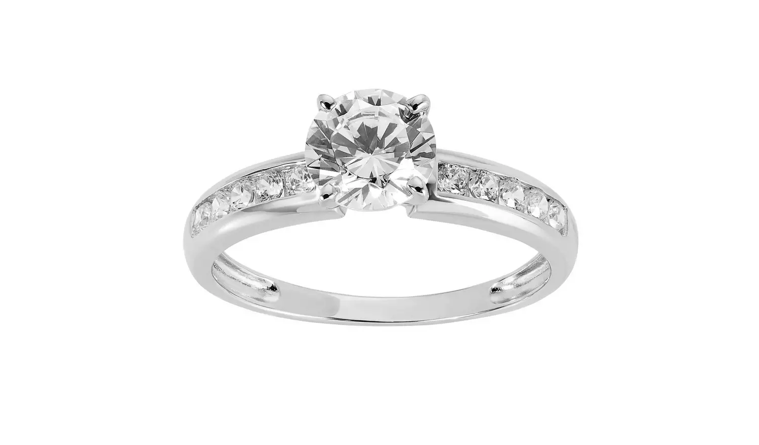 Revere 9ct White Gold Cubic Zirconia Engagement Ring - T