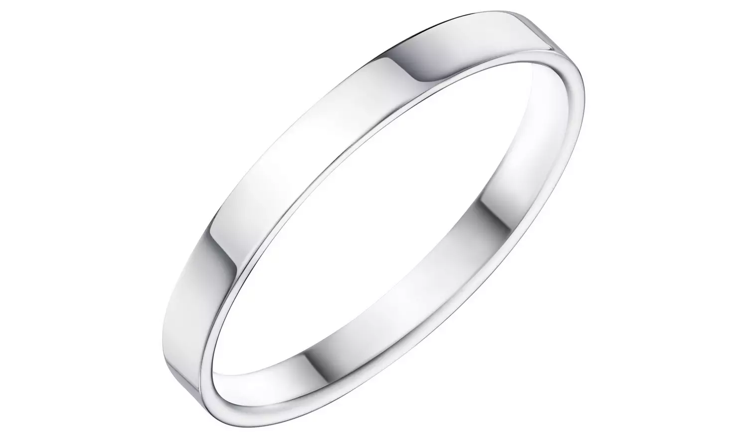 Wedfit 9ct White Gold 2.5mm Flat Court Wedding Band Ring - P