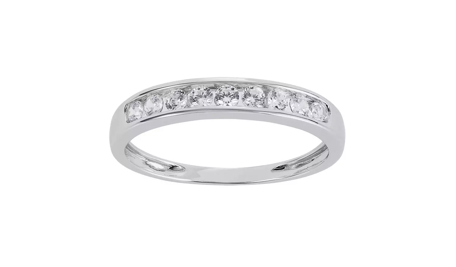Revere 9ct White Gold Cubic Zirconia Eternity Ring - L
