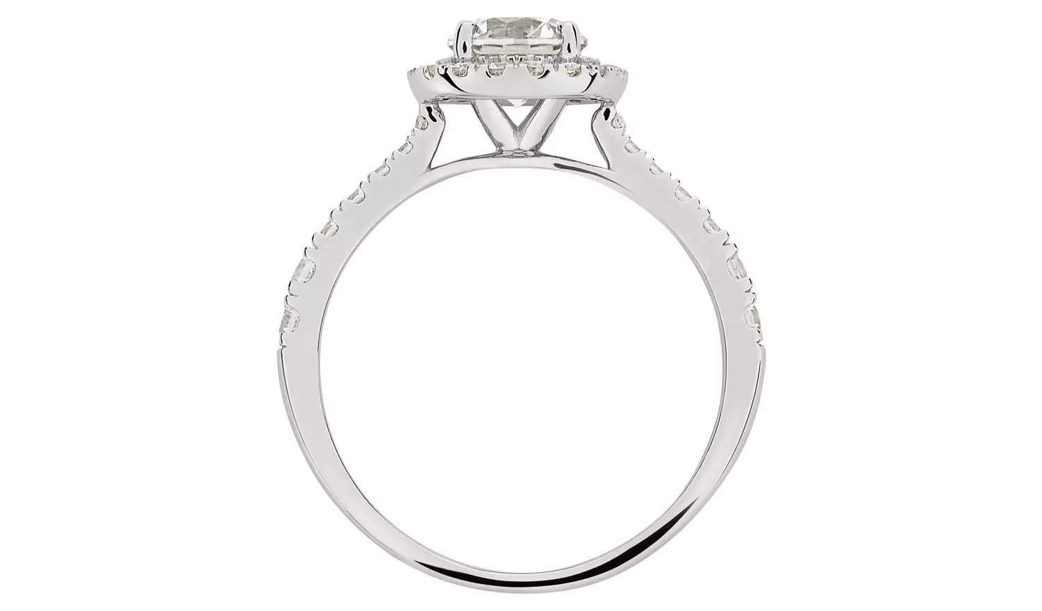 Revere 9ct White Gold Cubic Zirconia Halo Engagement Ring J