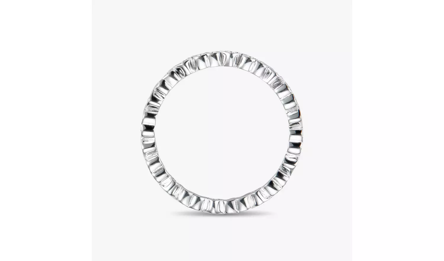 Revere Sterling Silver Cubic Zirconia Heart Band Ring- Small