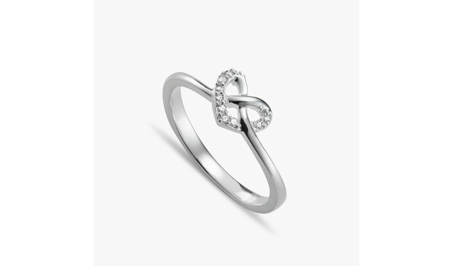 Revere Sterling Silver Diamond Studded Knot Ring - Medium