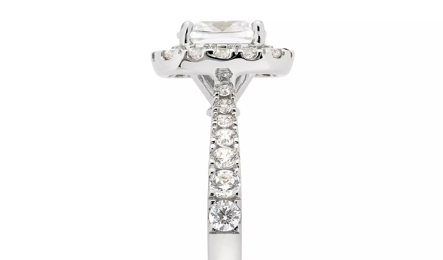 Revere 9ct White Gold Cubic Zirconia Halo Engagement RingH