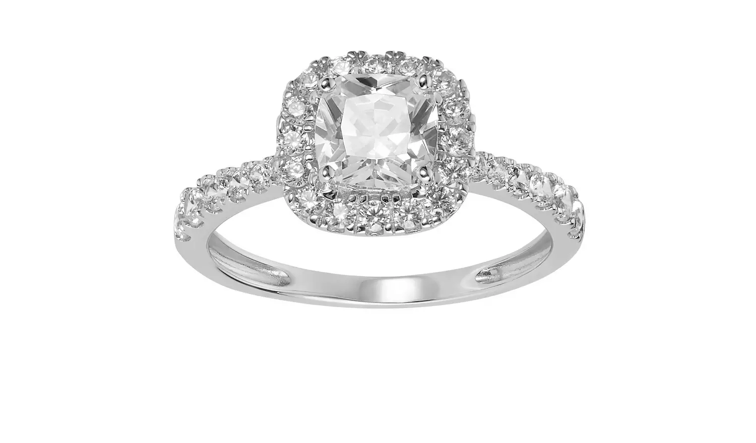 Revere 9ct White Gold Cubic Zirconia Halo Engagement RingH