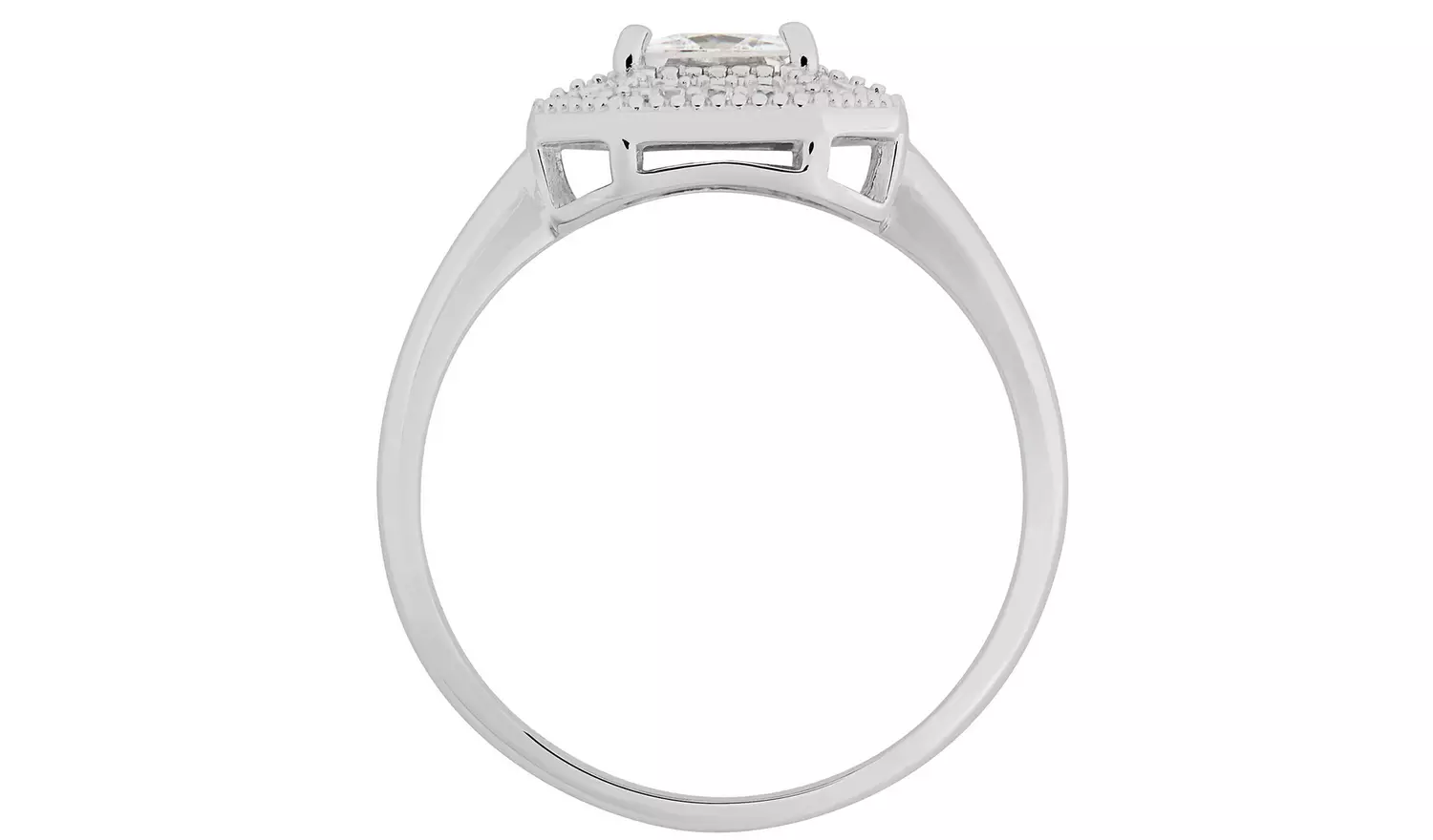 Revere Sterling Silver Vintage Cubic Zirconia Halo Ring - O