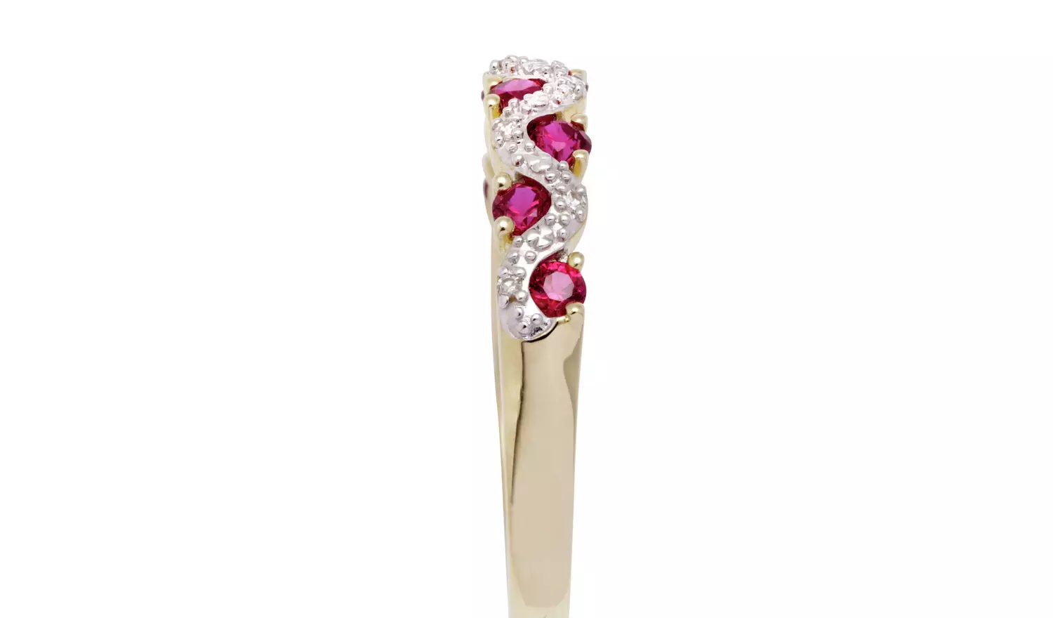 Revere 9ct Gold 0.03ct Diamond and Ruby Eternity Ring - O