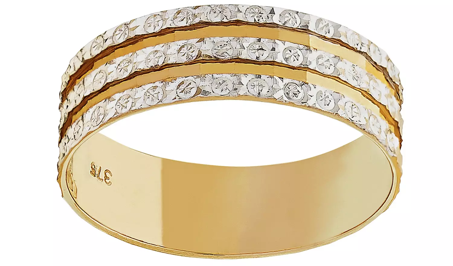 Revere 9ct Gold Diamond Cut Sparkle Wedding Ring - K