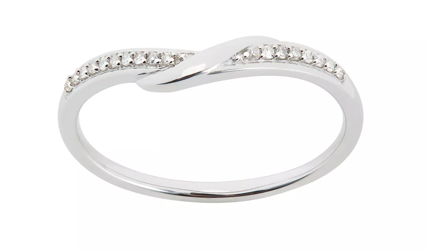 Revere 9ct White Gold 0.05ct Diamond Wedding Band Ring - K