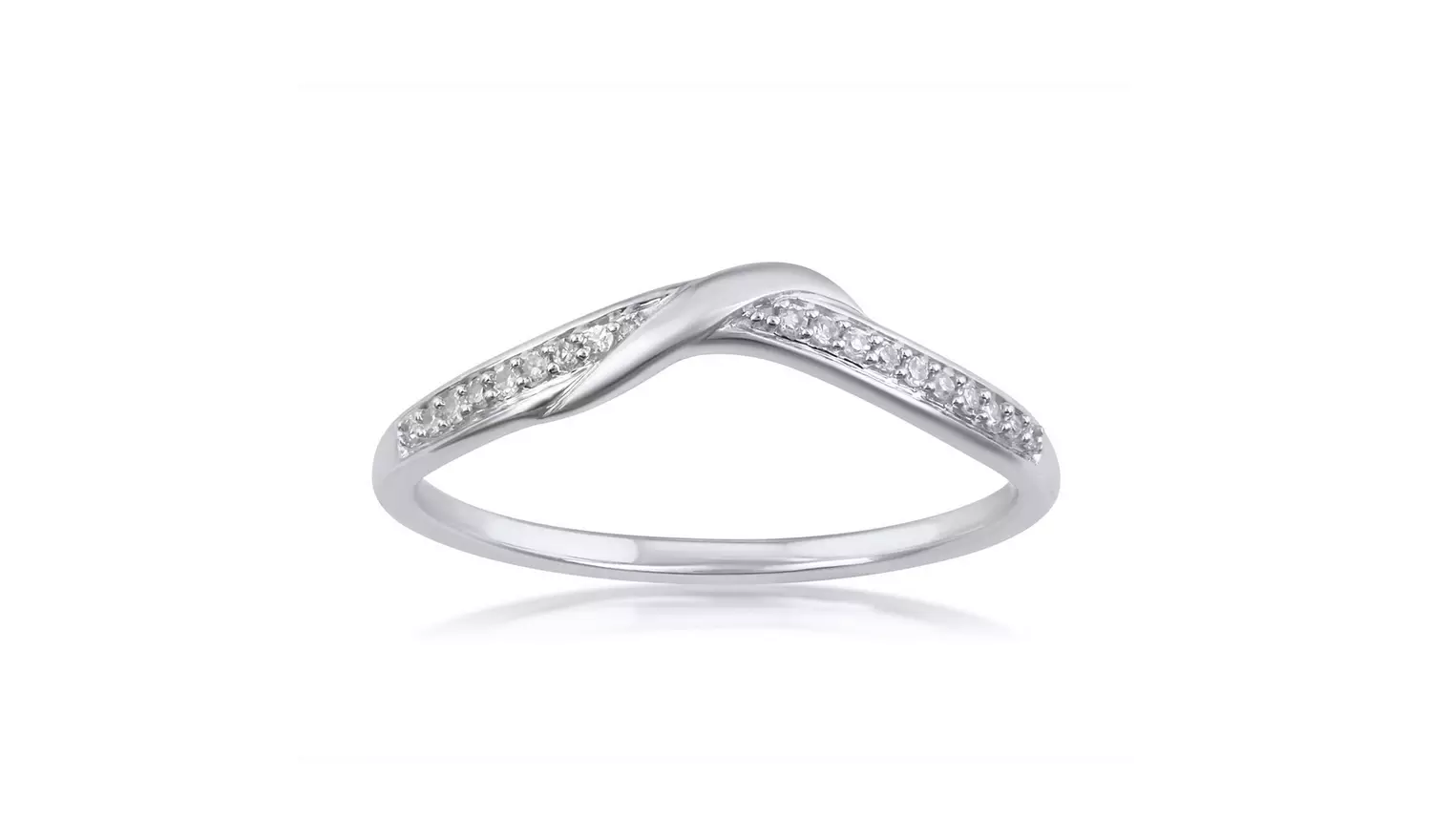 Revere 9ct White Gold 0.05ct Diamond Wedding Band Ring - M