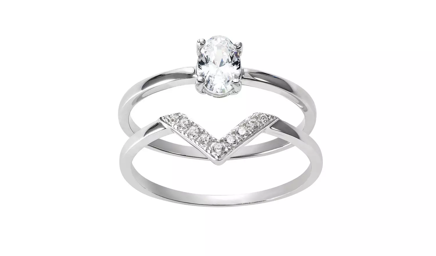 Revere 9ct White Gold Cubic Zirconia Engagement Ring - O