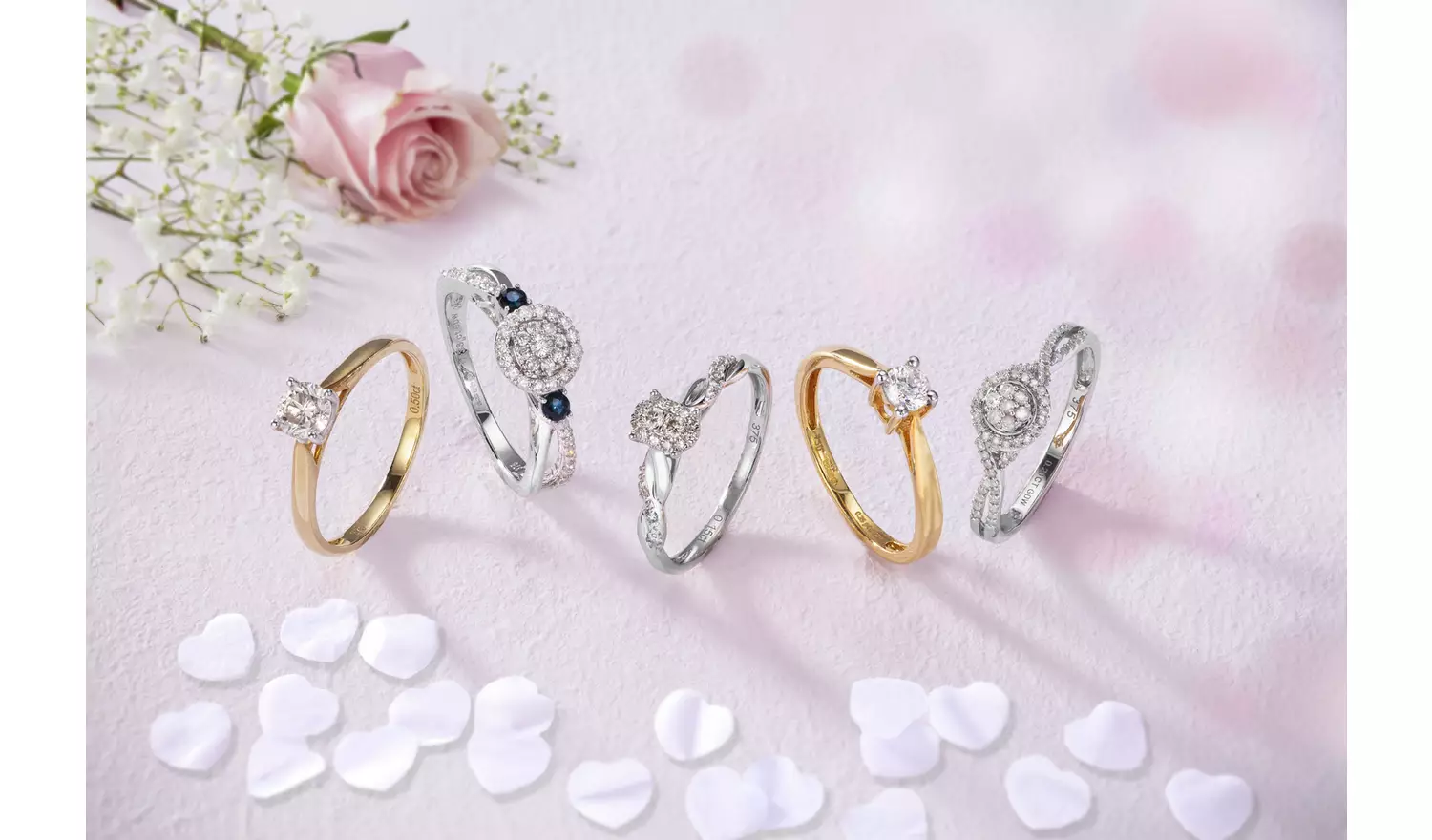 Revere 9ct Rose Gold 0.05ct Diamond Engagement Ring - N