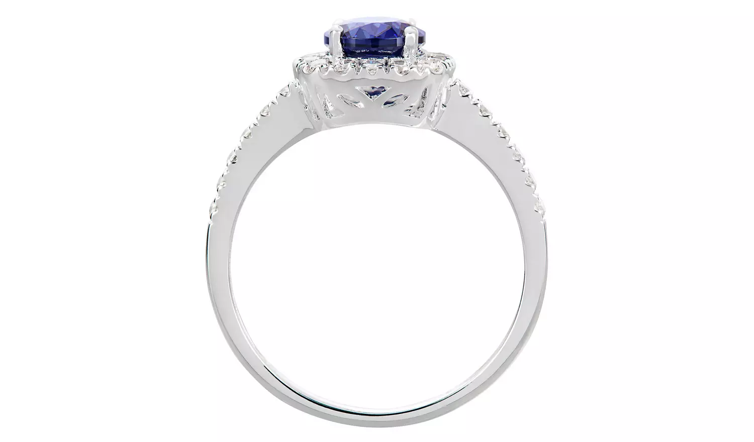 Revere Sterling Silver Cubic Zirconia Solitaire Halo Ring N