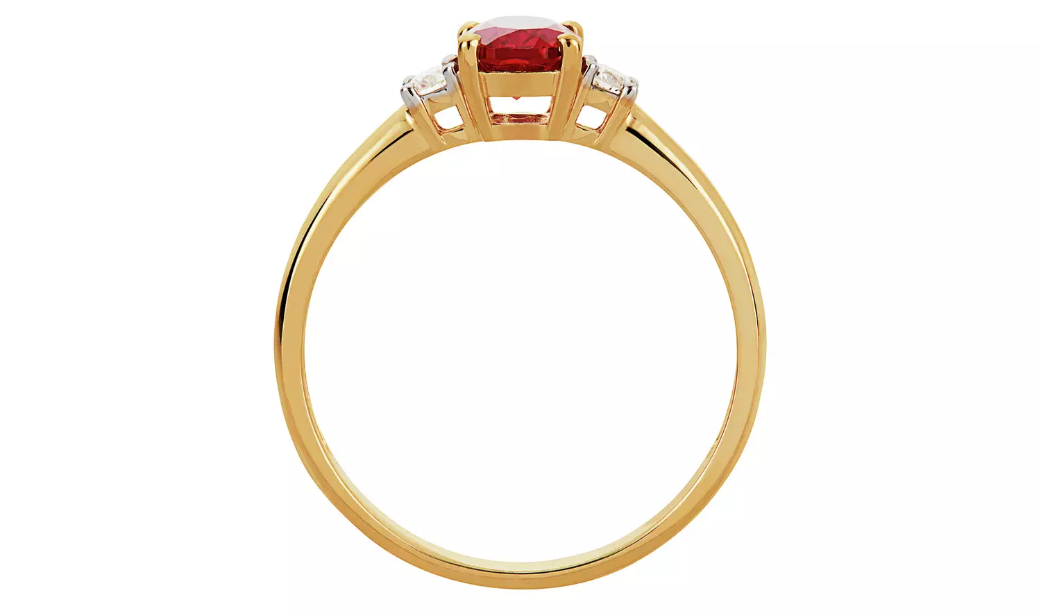 Revere 9ct Gold 0.10ct Diamond and Ruby Engagement Ring - L