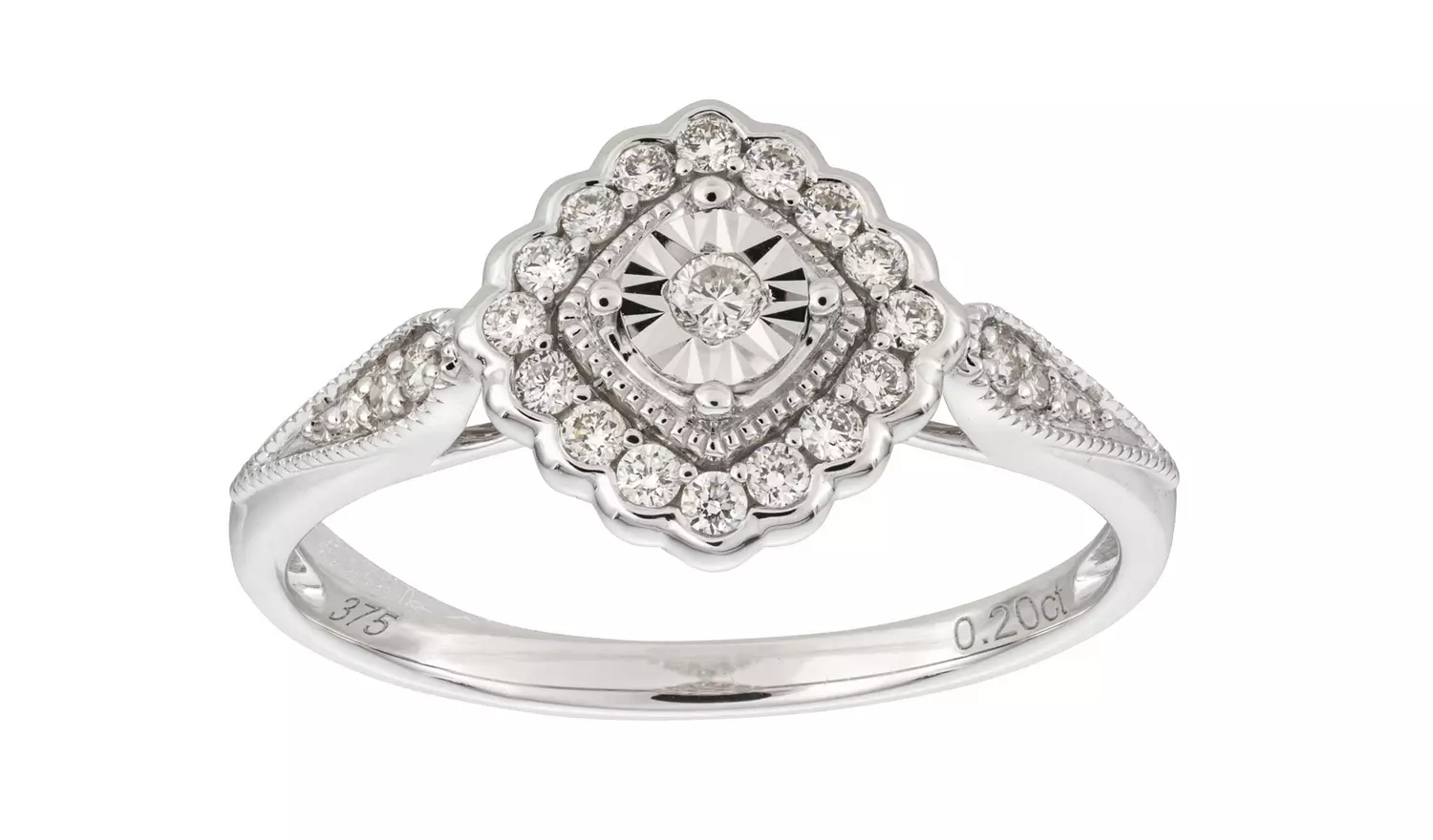 Revere 9ct White Gold 0.20ct Diamond Engagement Ring - R