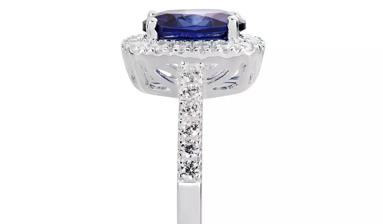 Revere Sterling Silver Cubic Zirconia Solitaire Halo Ring Q