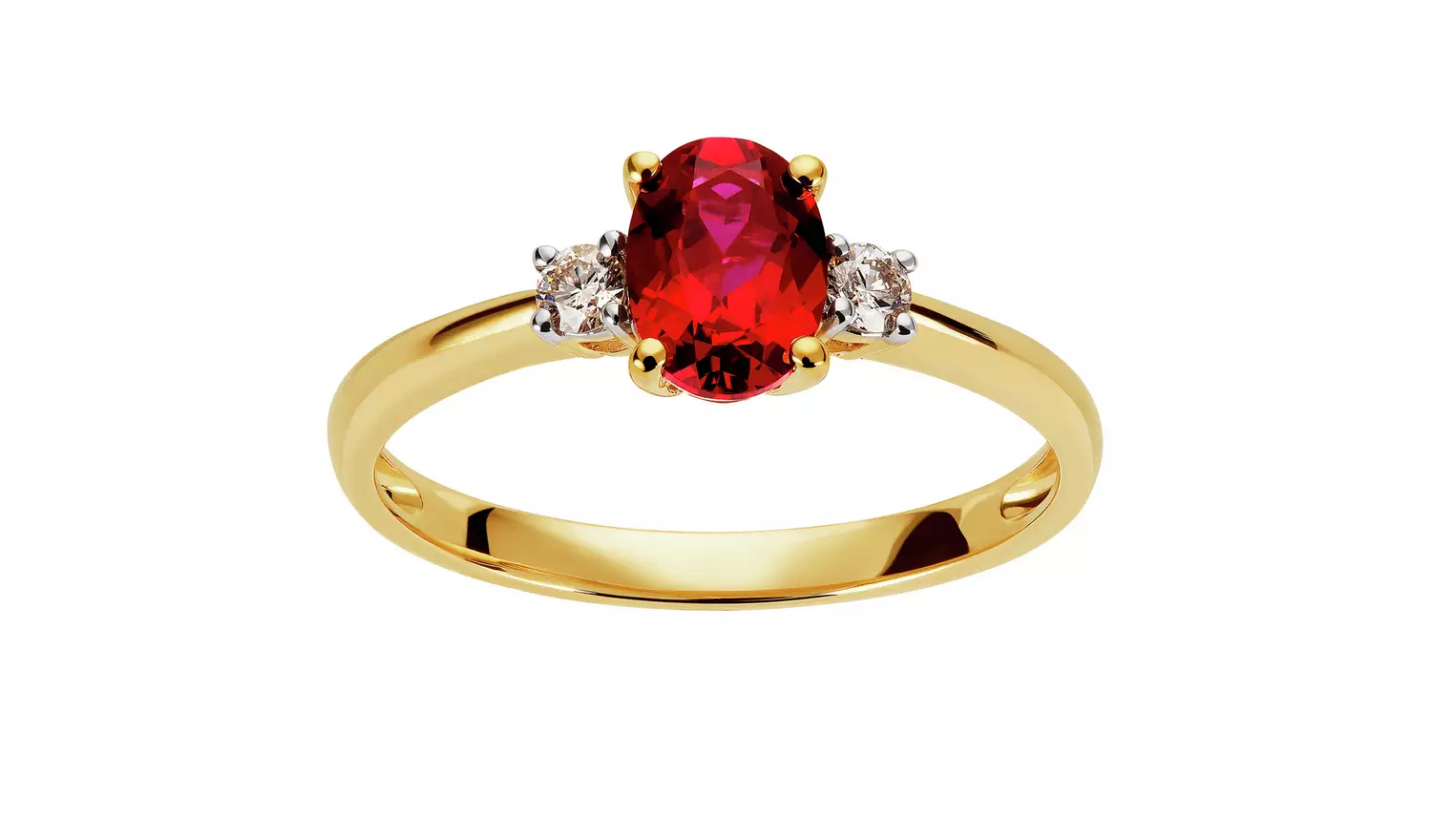 Revere 9ct Gold 0.10ct Diamond and Ruby Engagement Ring - M