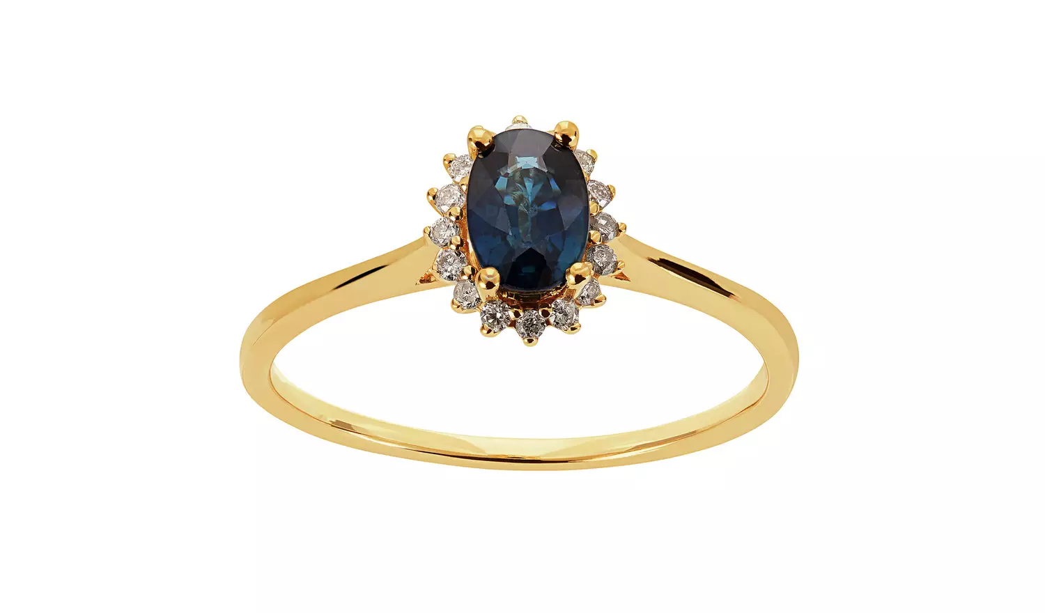 Revere 9ct Gold 0.08ct Diamond and Sapphire Cluster Ring - R